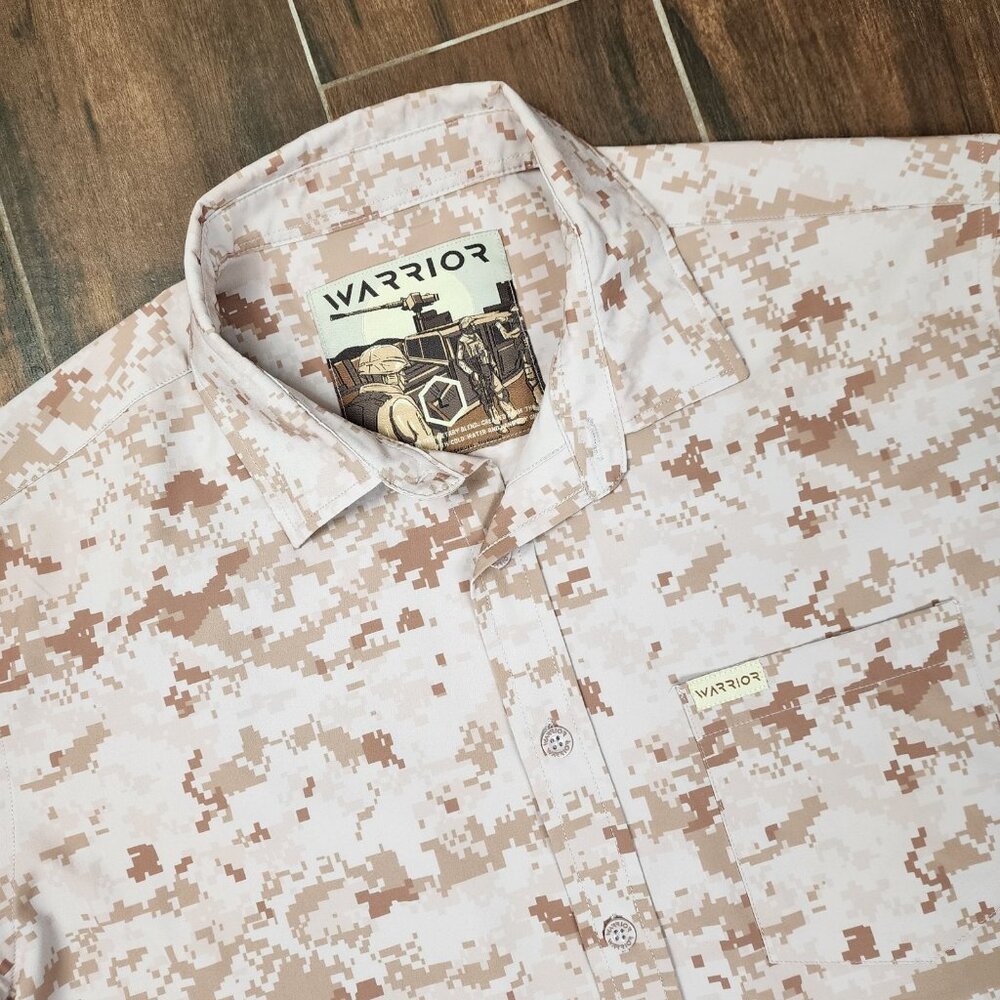Warrior Company Shirt Performance Stretch Camo Men's Large Button Tactical